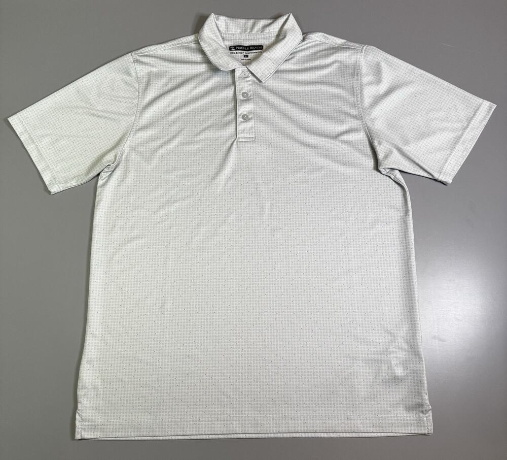 Pebble Beach Dry-luxe Performance Men's Size L Gray Golf Polo Short Sleeve